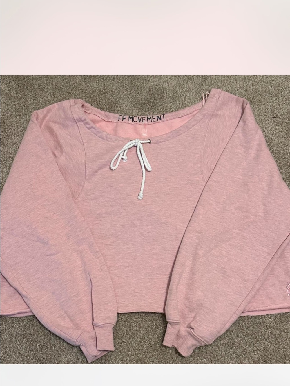 FP Movement by Free People Pink Cropped Drawstring Sweatshirt